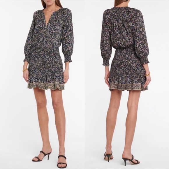 VERONICA BEARD Karlina Paisley Smocked Dress Sz M/6 - Picture 4 of 5